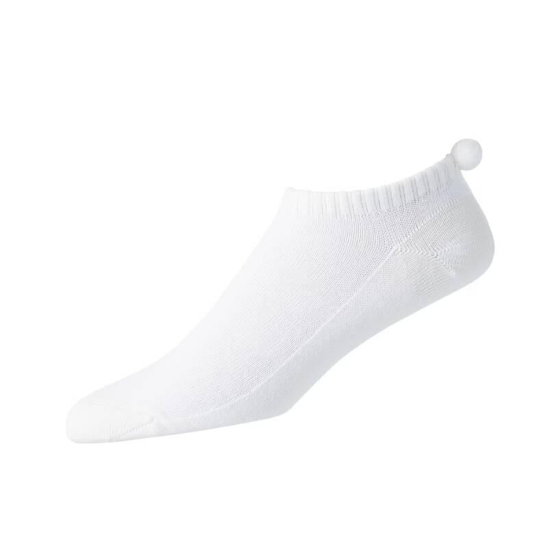 Footjoy - socquettes blanc-noir Prodry avec un pompon - routedugolf.com