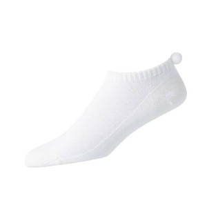 Footjoy - socquettes blanc-noir Prodry avec un pompon - routedugolf.com
