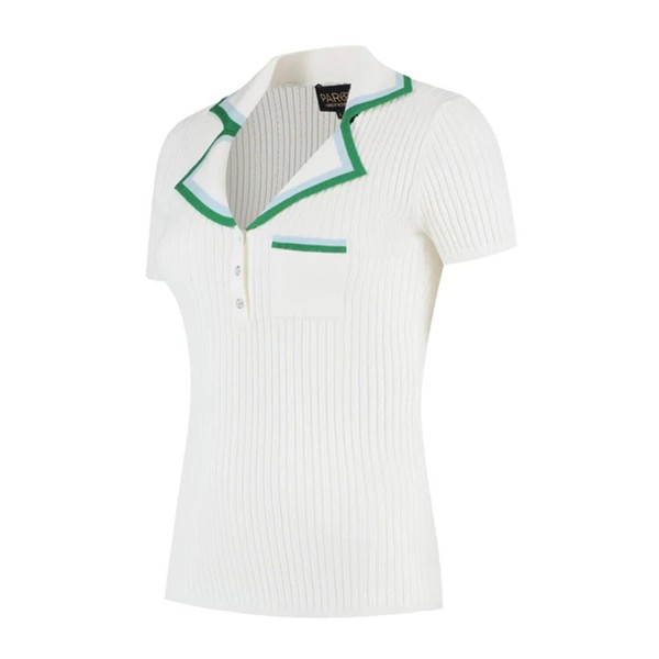Polo de Golf Femme Barbara Par 69 - Off White, Green & Light Blue | Route du Golf