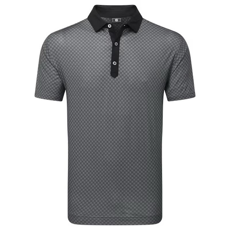Footjoy | Polo En Fil D'ecosse Imprimé Damier