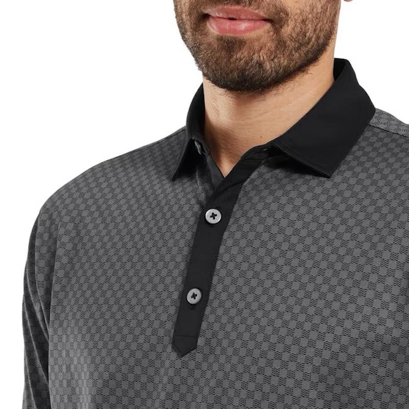Footjoy | Polo En Fil D'ecosse Imprimé Damier