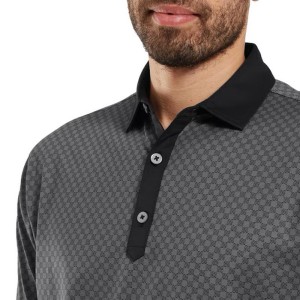 Footjoy | Polo En Fil D'ecosse Imprimé Damier