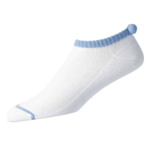 Footjoy - socquettes blanc-noir Prodry avec un pompon - routedugolf.com