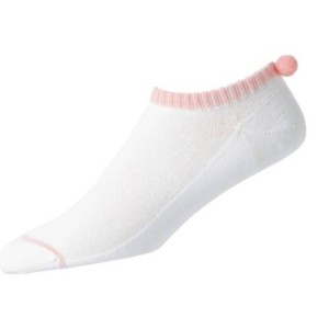 Footjoy - socquettes blanc-noir Prodry avec un pompon - routedugolf.com
