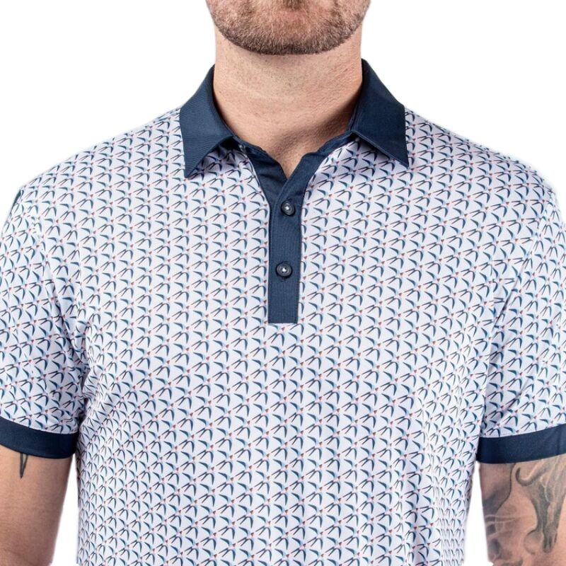 POLO GALVIN GREEN MALCOLM WHITE/NAVY/ORANGE S