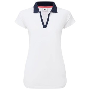 Polo FootJoy Bordure Imprimée à Manches Courtes – Confort et Élégance pour Golfeuses | Route du Golf