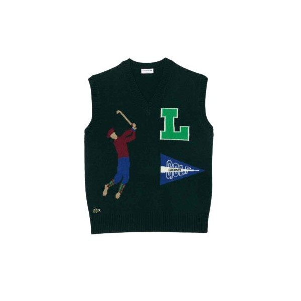 Pullover Lacoste sans manches, couleur sinople