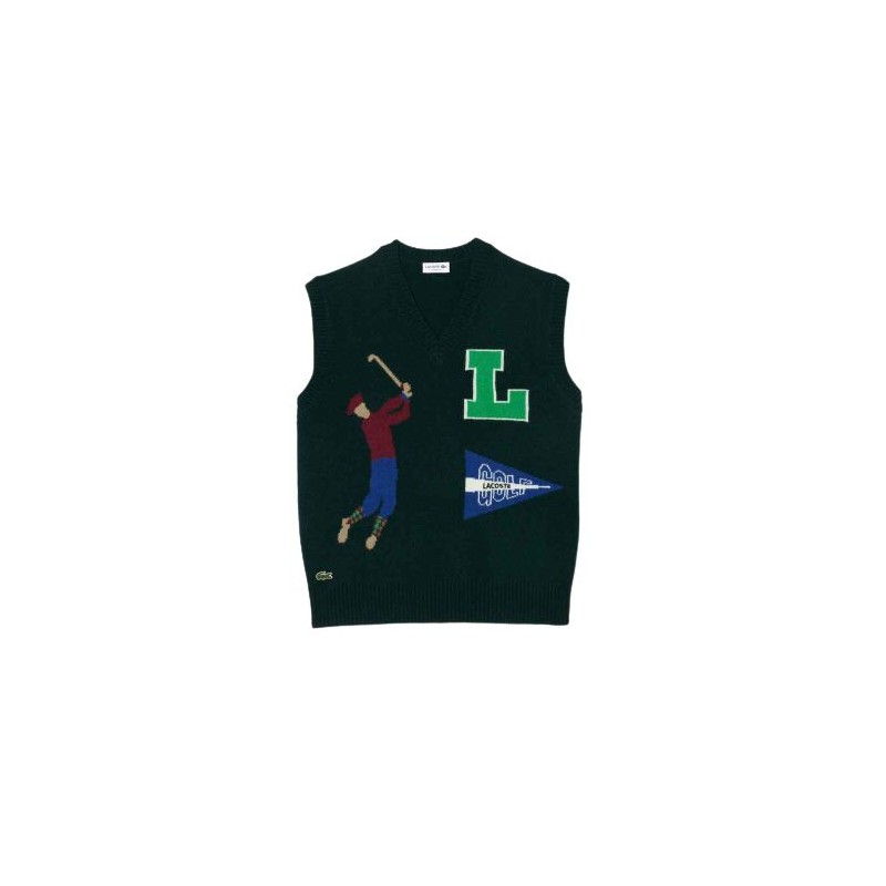 Pullover Lacoste sans manches, couleur sinople
