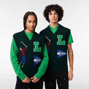 Pullover Lacoste sans manches, couleur sinople