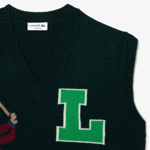 Pullover Lacoste sans manches, couleur sinople