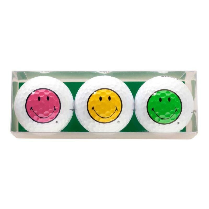 Coffret 3 Balles Sportiques Smiley Rose Jaune Vert
