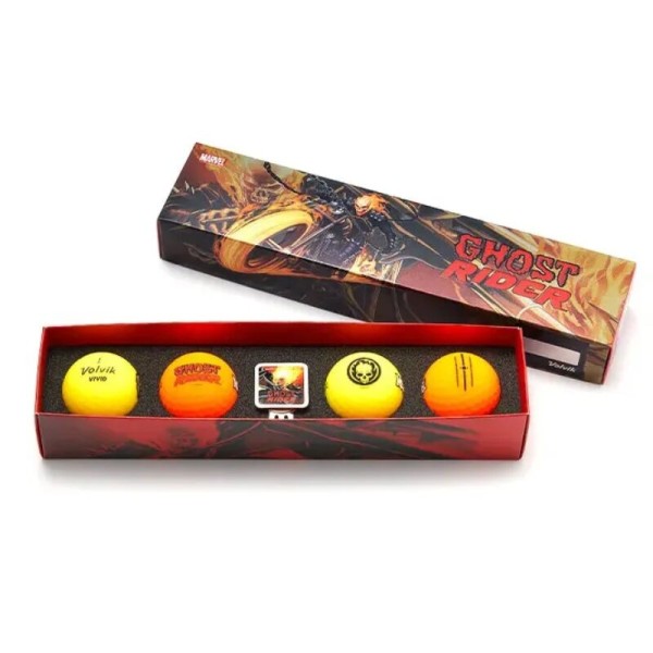 Volvik | Coffret Marvel Ghost Ryder 4 balles + marque balle
