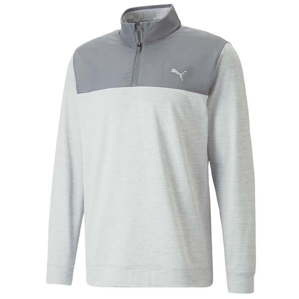 Pullover Puma Color Block Quart de Zip Quiet Shade / Gris PUMA - Pullover Golf Hommes