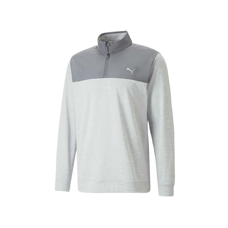 Pullover Puma Color Block Quart de Zip Quiet Shade / Gris PUMA - Pullover Golf Hommes