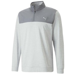 Pullover Puma Color Block Quart de Zip Quiet Shade / Gris PUMA - Pullover Golf Hommes
